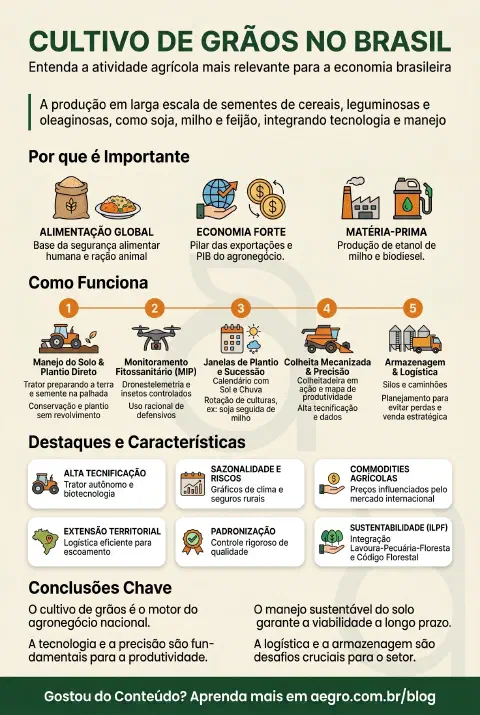Infográfico educativo sobre Cultivo De Grãos