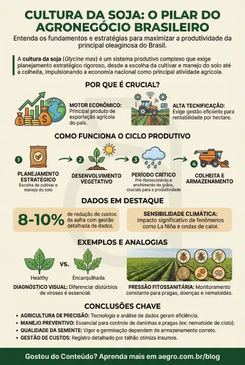 Infográfico educativo sobre Cultura Da Soja