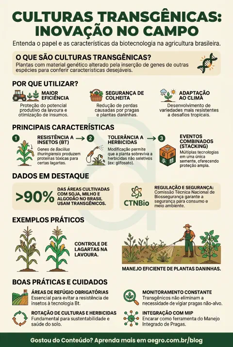 Infográfico educativo sobre Culturas Transgênicas