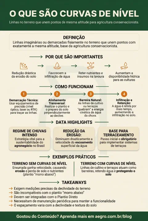 Infográfico educativo sobre Curvas De Nível