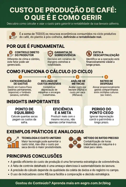 Infográfico educativo sobre Custo De Produção De Café
