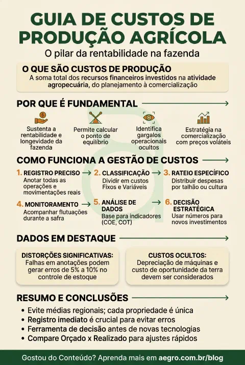 Infográfico educativo sobre Custos De Producao