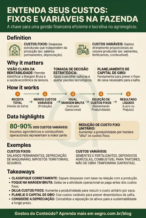 Infográfico educativo sobre Custos Fixos E Variáveis