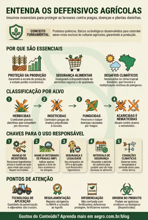 Infográfico educativo sobre defensivos agrícolas