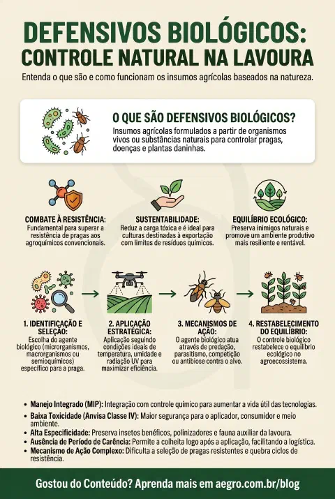 Infográfico educativo sobre Defensivos Biológicos