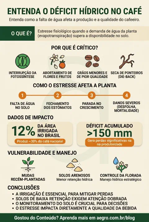 Infográfico educativo sobre Déficit Hídrico No Café