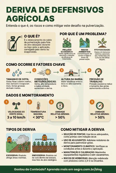 Infográfico educativo sobre Deriva De Defensivos