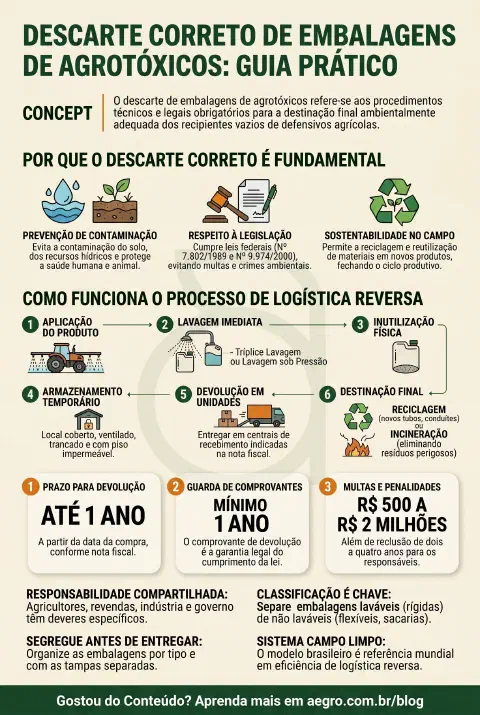 Infográfico educativo sobre Descarte De Embalagens De Agrotóxicos