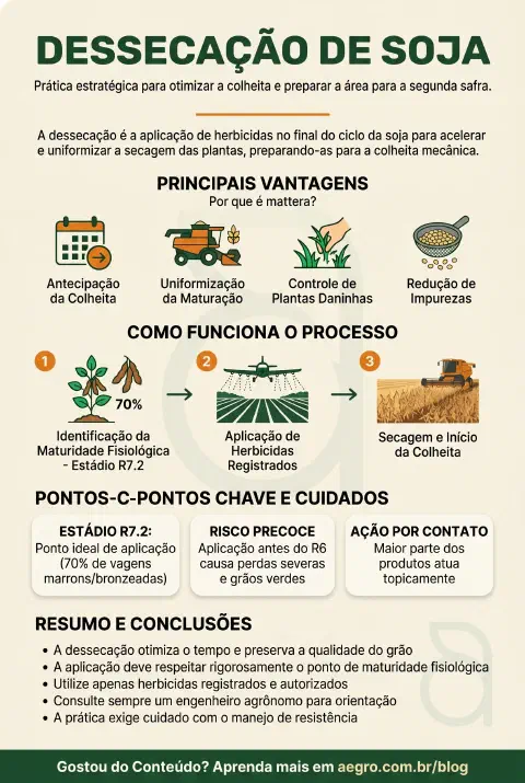 Infográfico educativo sobre Dessecação De Soja