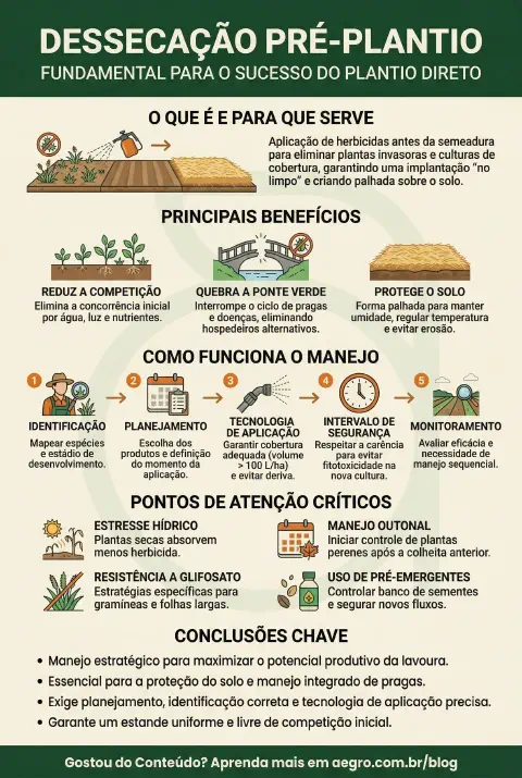 Infográfico educativo sobre Dessecação Pré Plantio