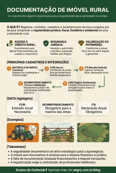 Infográfico educativo sobre Documentação De Imóvel Rural