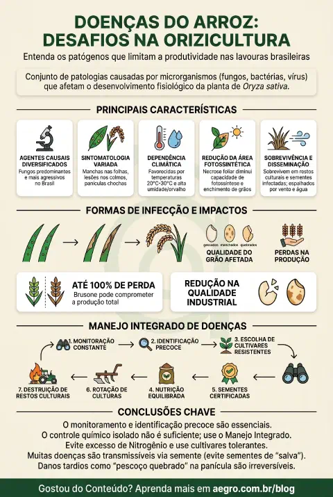 Infográfico educativo sobre Doenças Do Arroz
