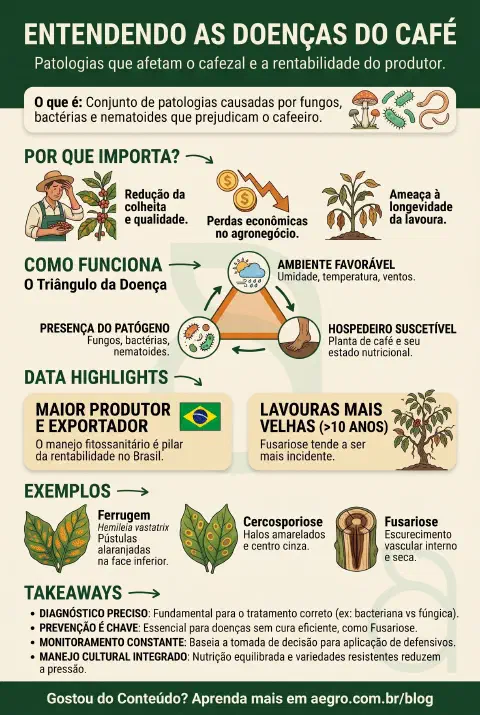 Infográfico educativo sobre Doenças Do Café
