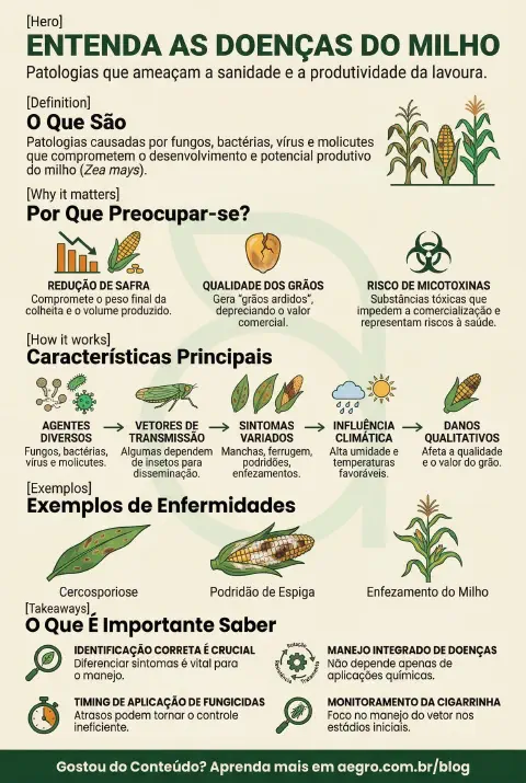 Infográfico educativo sobre Doenças Do Milho