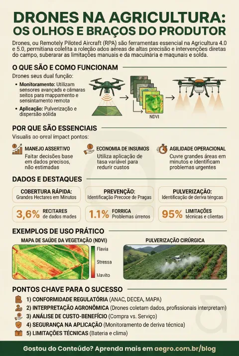 Infográfico educativo sobre Drones Na Agricultura