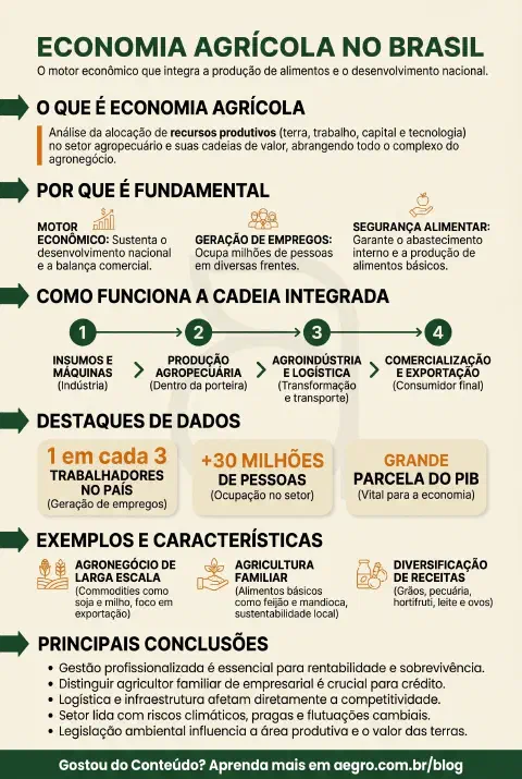 Infográfico educativo sobre Economia Agrícola