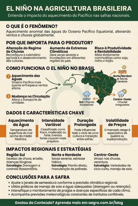 Infográfico educativo sobre El Niño Na Agricultura