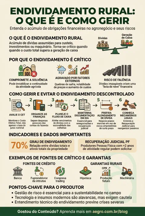 Infográfico educativo sobre Endividamento Rural