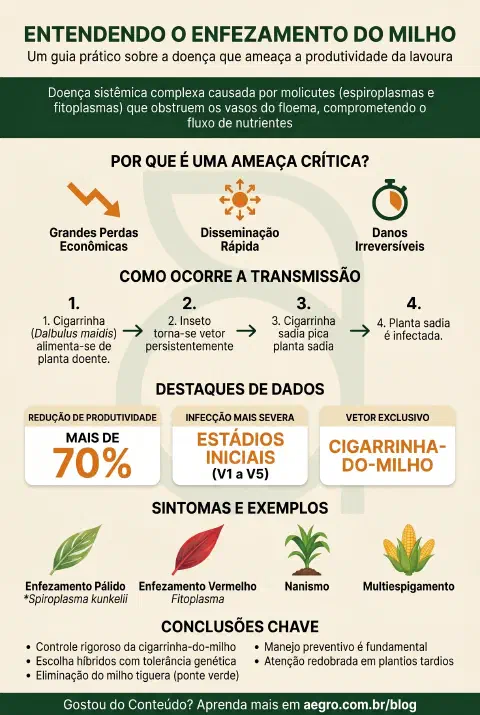 Infográfico educativo sobre Enfezamento Do Milho