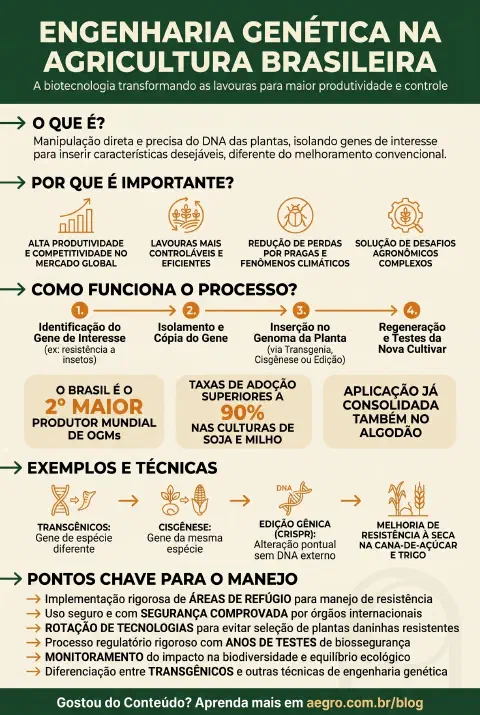 Infográfico educativo sobre Engenharia Genética Na Agricultura