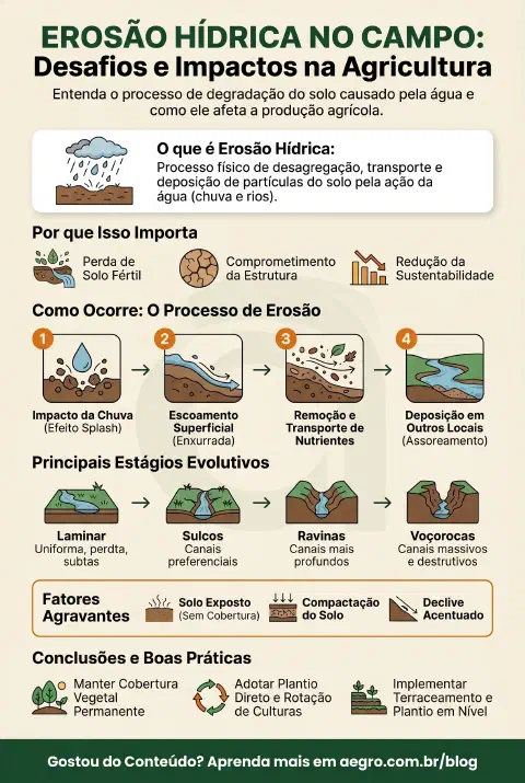 Infográfico educativo sobre Erosão Hídrica