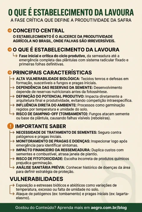 Infográfico educativo sobre Estabelecimento Da Lavoura