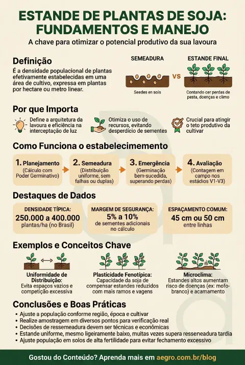 Infográfico educativo sobre Estande De Plantas De Soja