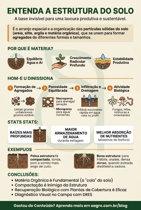 Infográfico educativo sobre Estrutura Do Solo