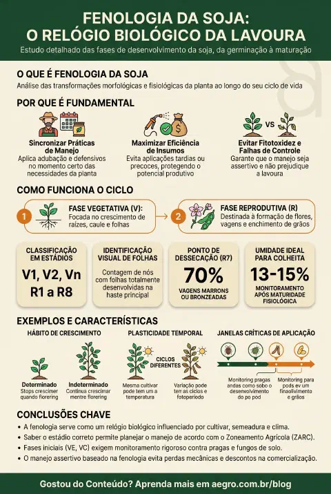 Infográfico educativo sobre Fenologia Da Soja