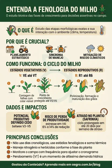 Infográfico educativo sobre Fenologia Do Milho