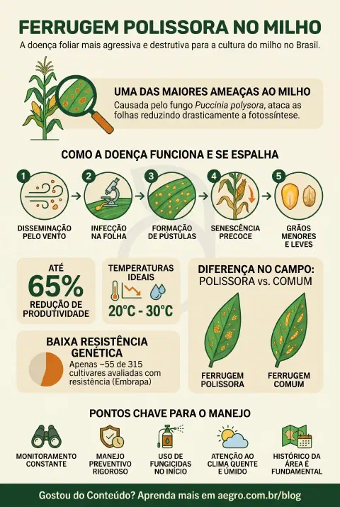 Infográfico educativo sobre Ferrugem Polissora