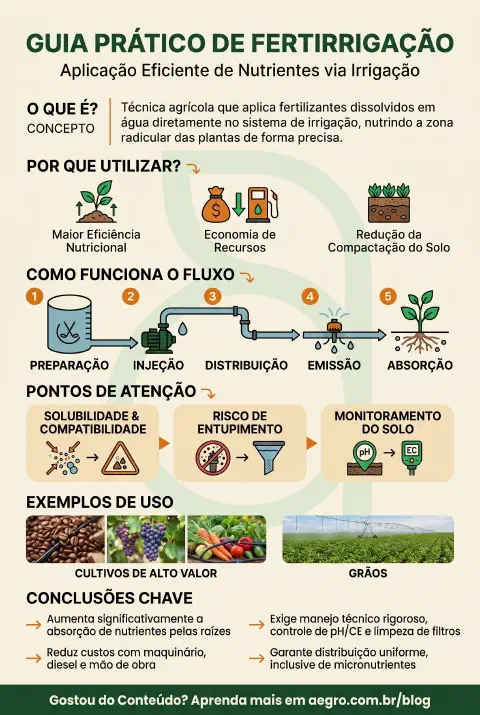 Infográfico educativo sobre Fertirrigação