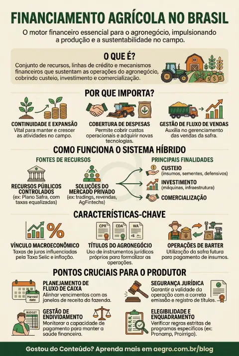 Infográfico educativo sobre Financiamento Agrícola
