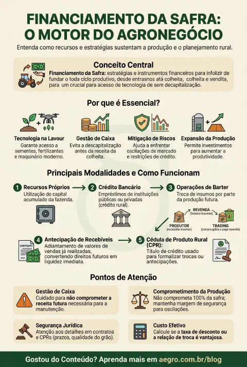 Infográfico educativo sobre Financiamento Da Safra