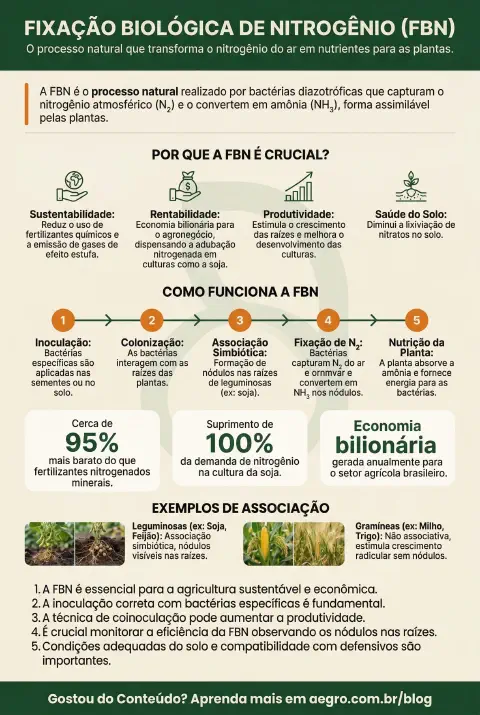 Infográfico educativo sobre Fixação Biológica De Nitrogênio