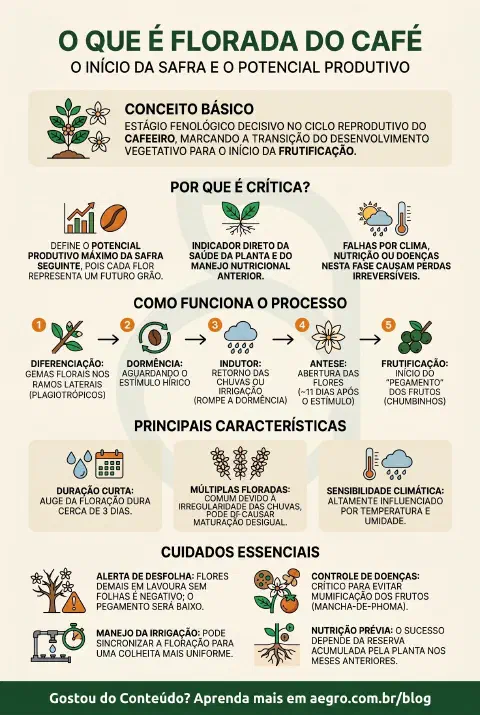Infográfico educativo sobre Florada Do Café