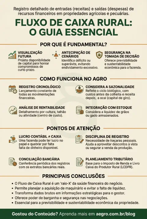 Infográfico educativo sobre Fluxo De Caixa Rural