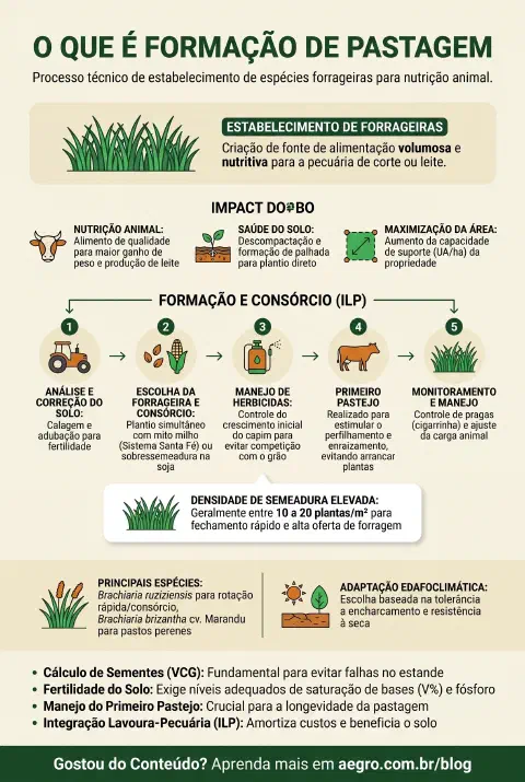 Infográfico educativo sobre Formação De Pastagem