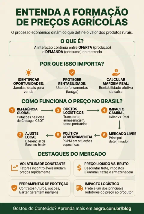 Infográfico educativo sobre Formação De Preços Agrícolas