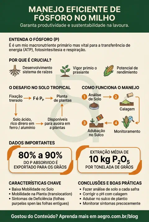 Infográfico educativo sobre Fósforo No Milho