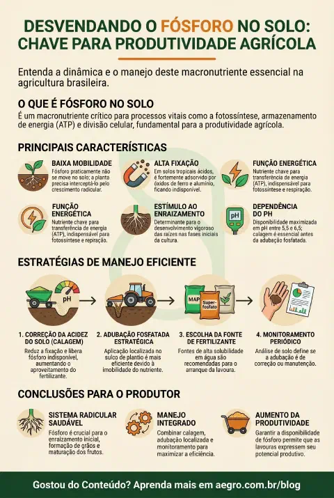 Infográfico educativo sobre Fósforo No Solo