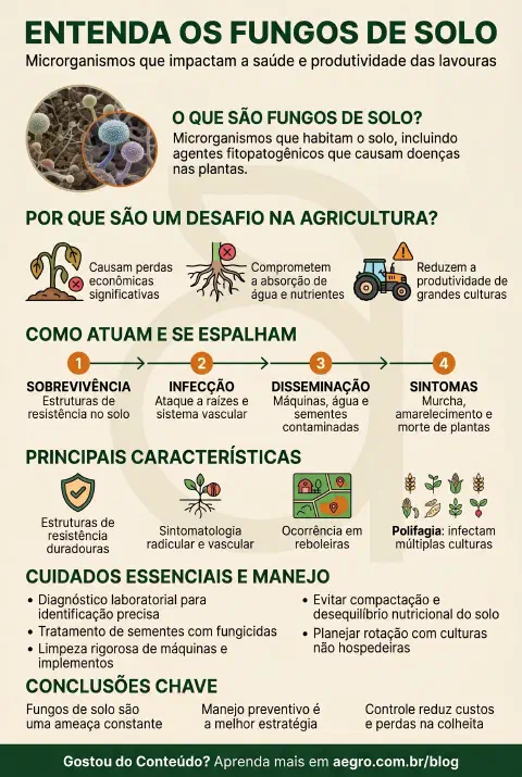 Infográfico educativo sobre Fungos De Solo