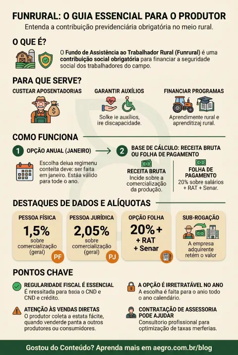Infográfico educativo sobre Funrural Produtor Rural