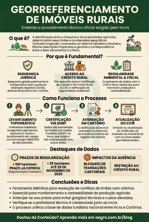 Infográfico educativo sobre Georreferenciamento De Imóveis Rurais