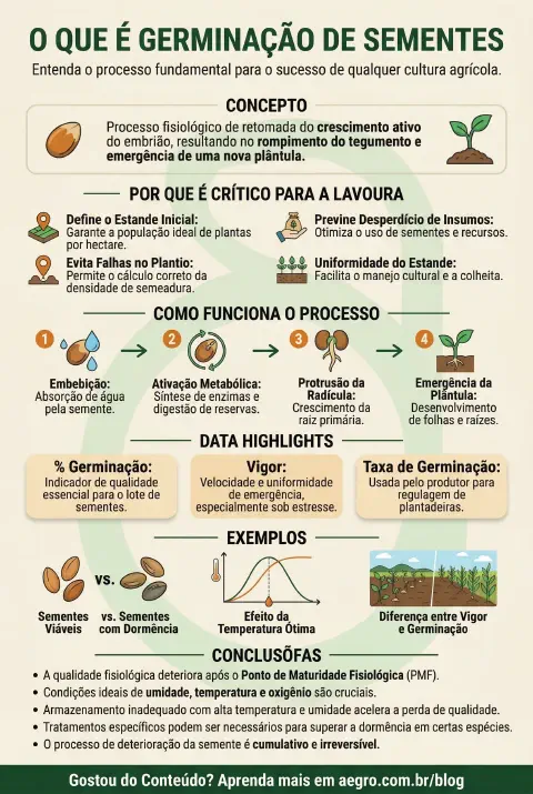Infográfico educativo sobre Germinação De Sementes