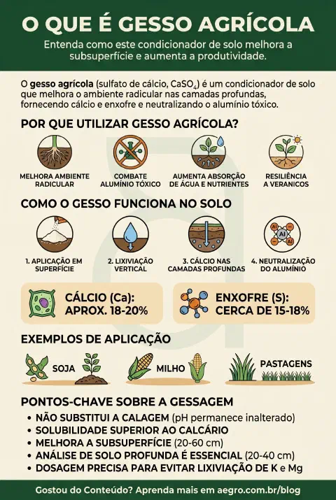 Infográfico educativo sobre Gesso Agrícola