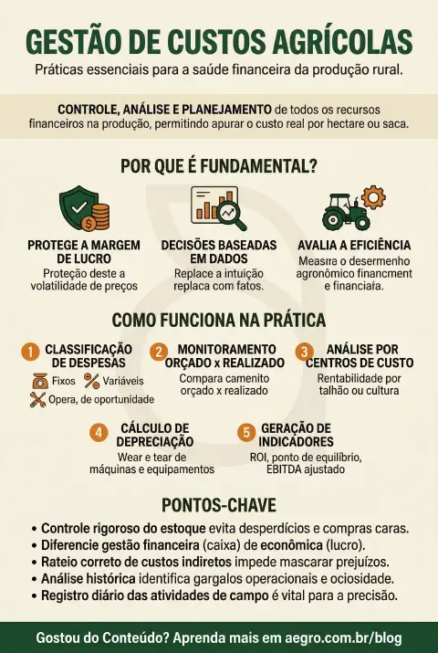 Infográfico educativo sobre Gestão De Custos Agrícolas