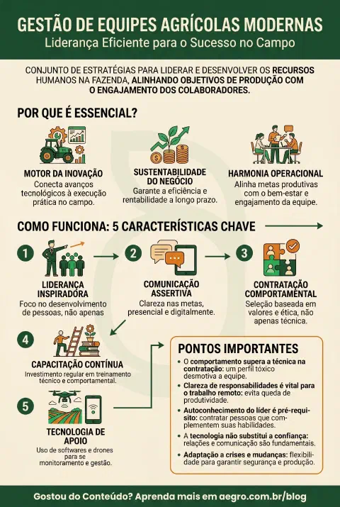 Infográfico educativo sobre Gestão De Equipes Agrícolas