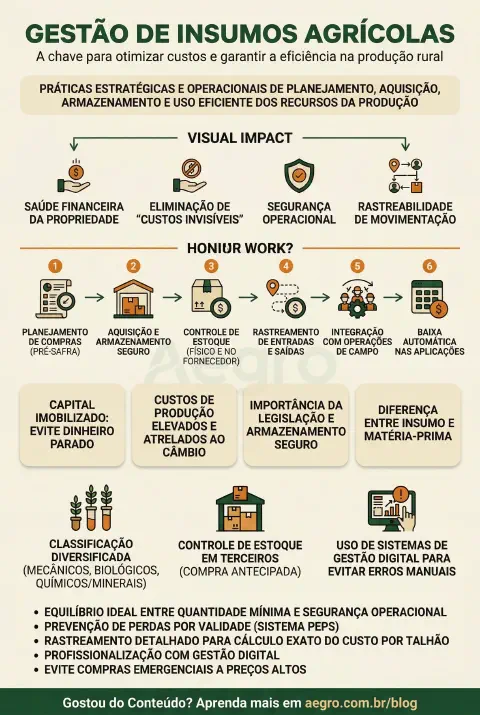 Infográfico educativo sobre Gestão De Insumos Agrícolas