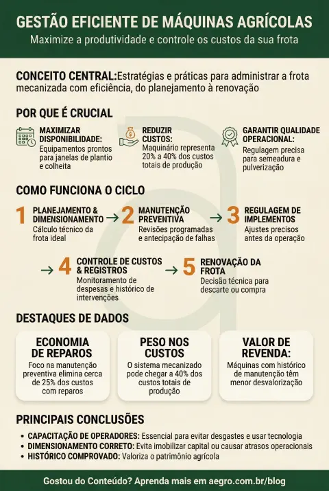 Infográfico educativo sobre Gestão De Máquinas Agrícolas